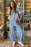 Patrick Plaid Brushed Cotton Demi Bloom Pant Soft Cobalt